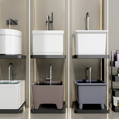  现代拖把池su模型 