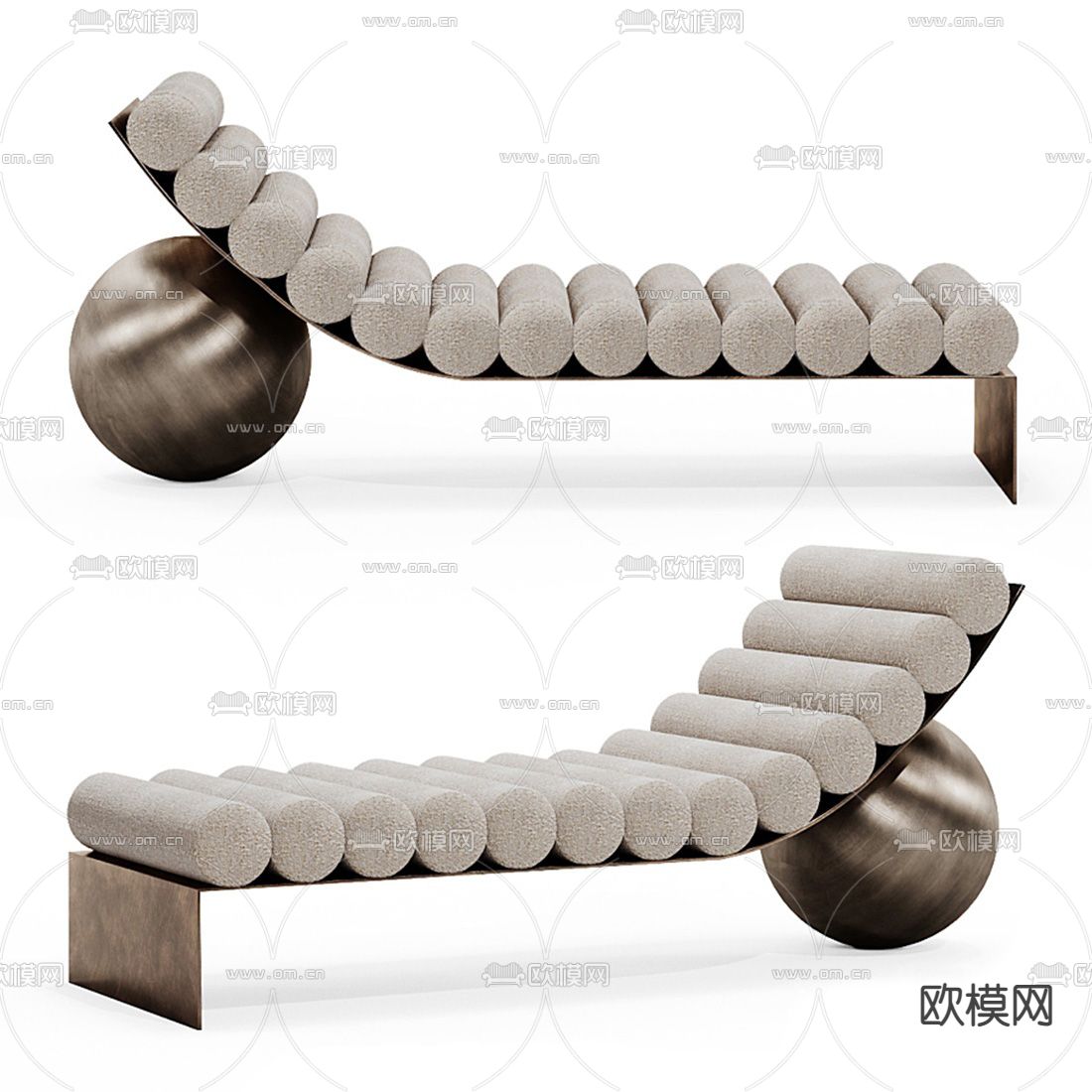 现代布艺躺椅su模型下载（渲染图1）