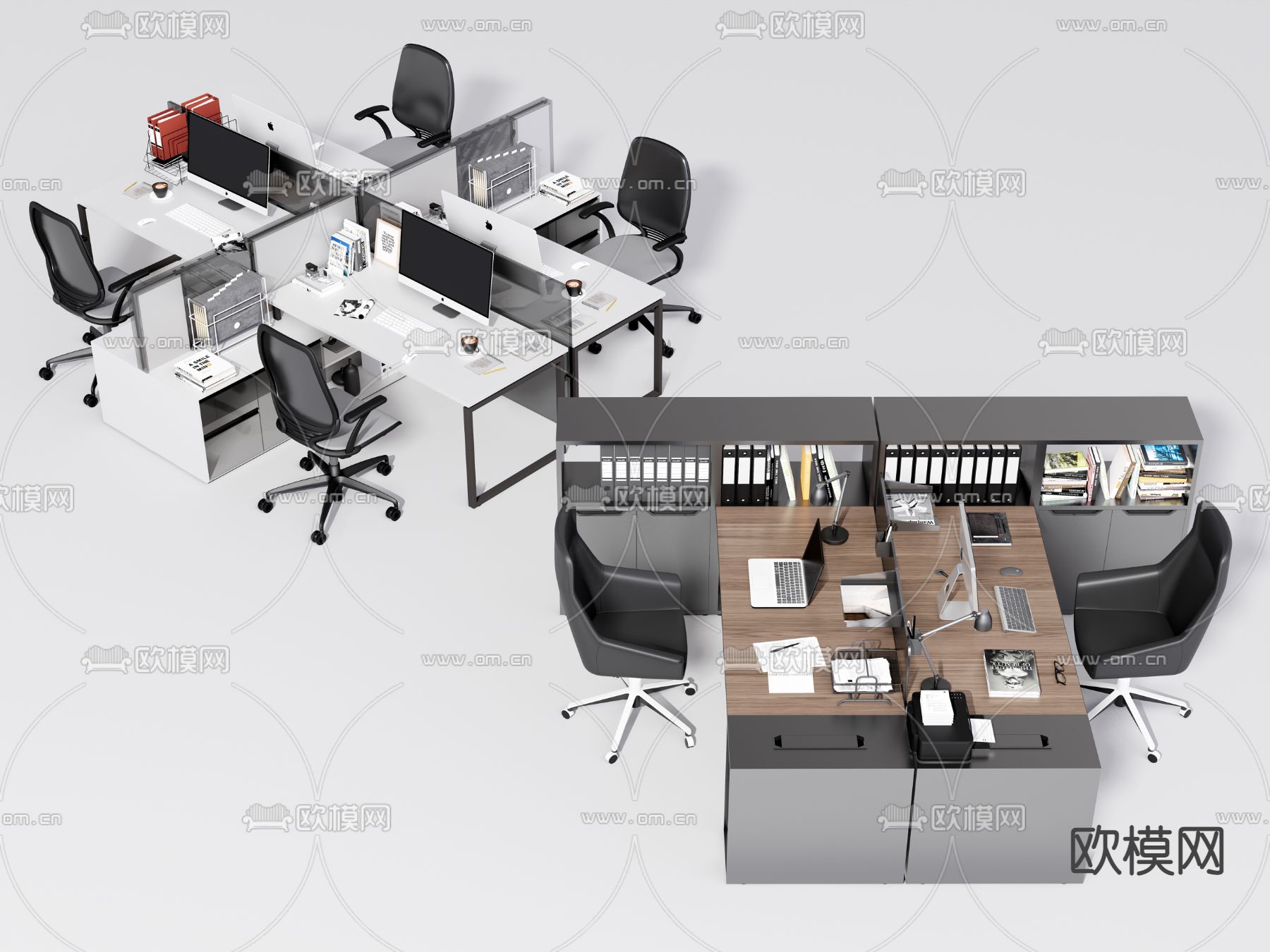 现代办公桌椅su模型下载（渲染图1）