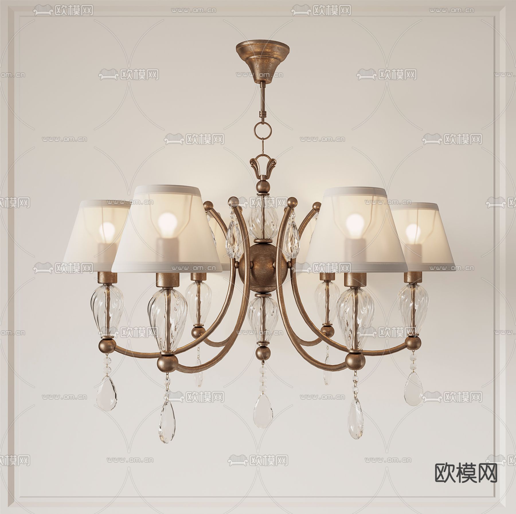 美式吊灯su模型下载（渲染图1）