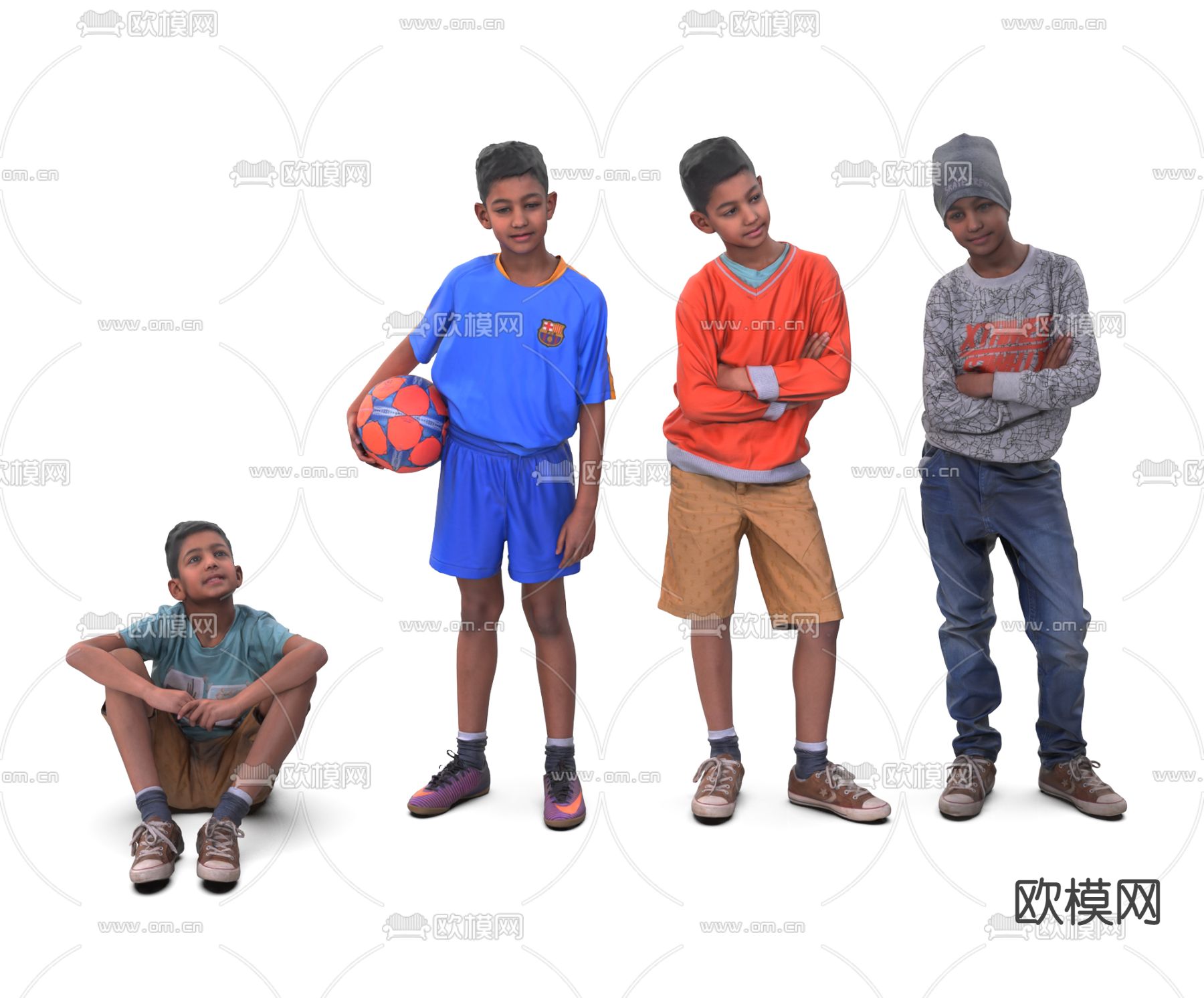现代非洲少年人物3d模型下载