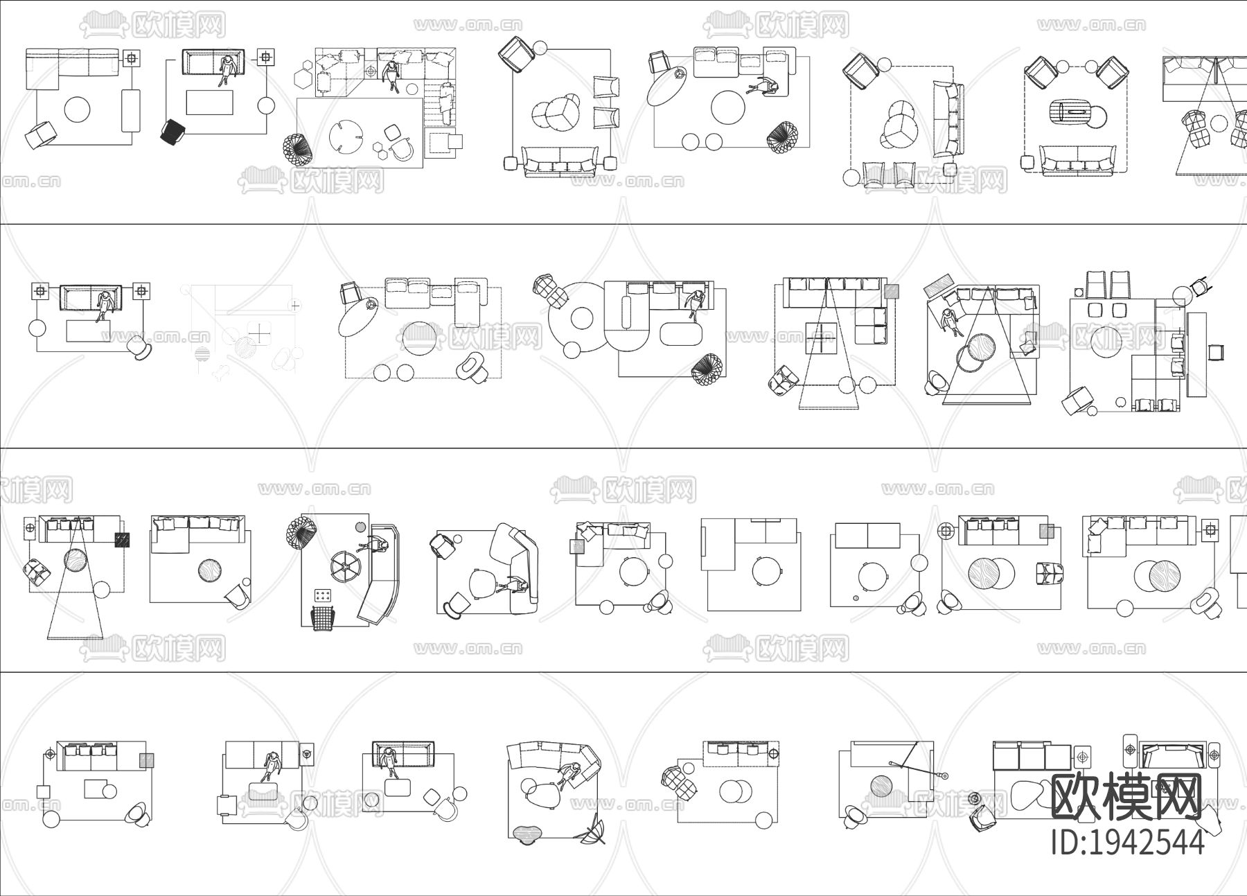 平面家具cad图库下载（渲染图1）