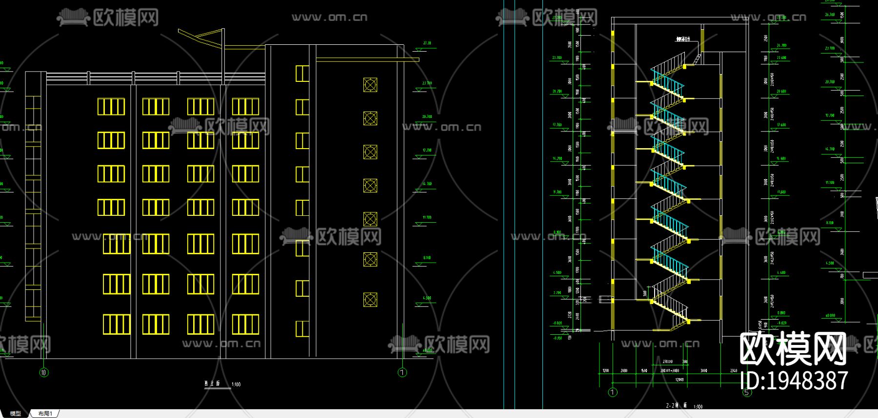 商办楼建筑CAD施工图下载（渲染图5）