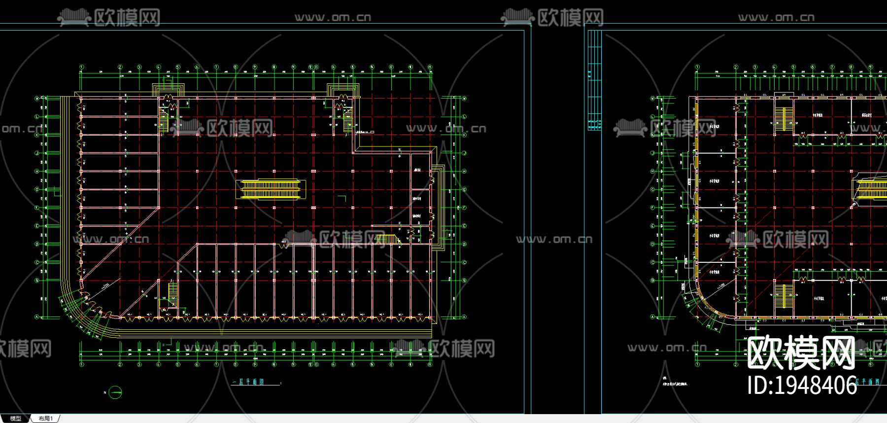 商场全套建筑CAD施工图下载（渲染图3）