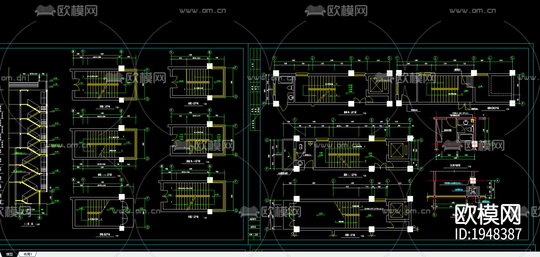 商办楼建筑CAD施工图下载（渲染图6）