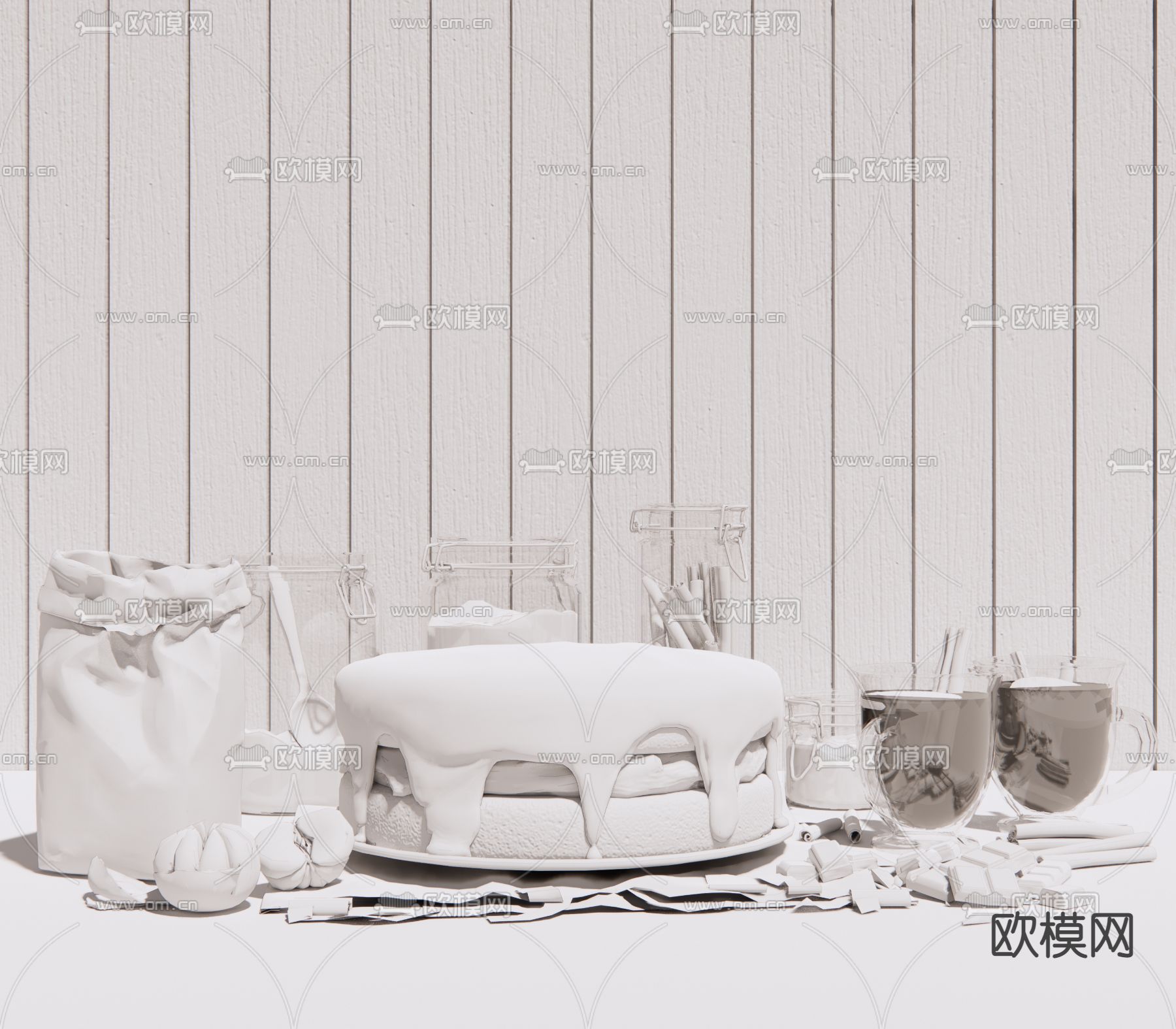 现代食物蛋糕su模型下载（渲染图2）