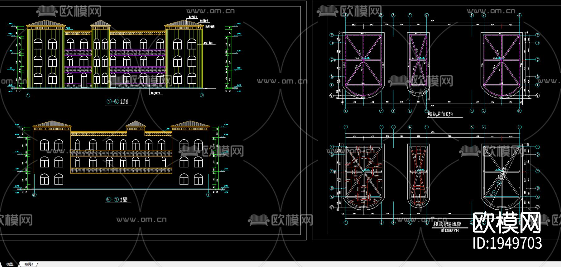 幼儿园cad施工图下载（渲染图2）