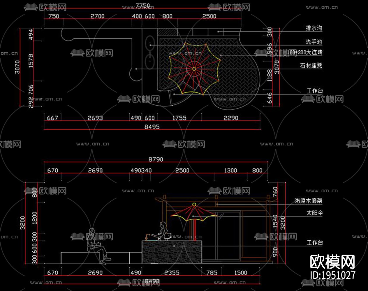 庭院景观cad图纸下载（渲染图5）