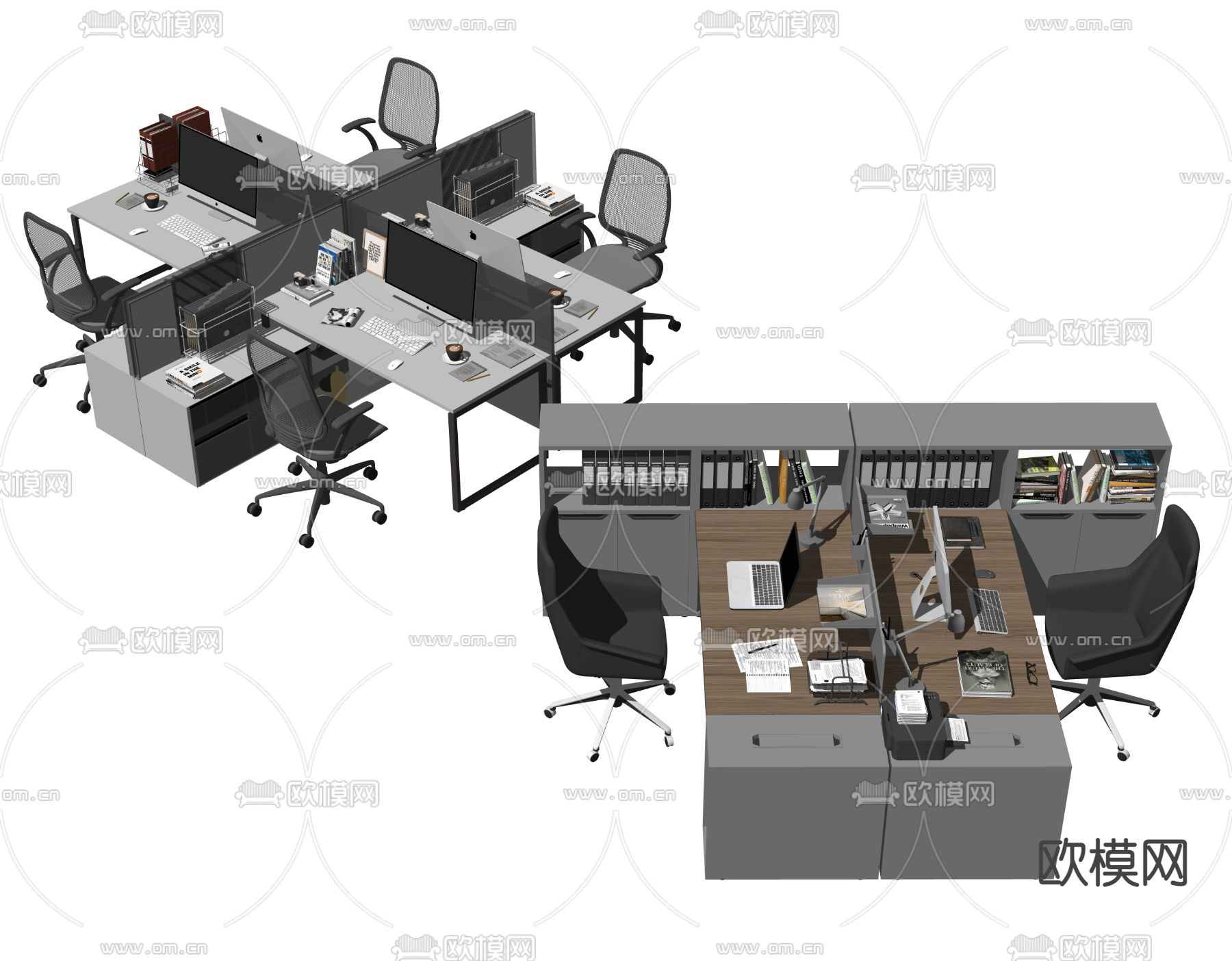 现代办公桌椅su模型下载（渲染图2）