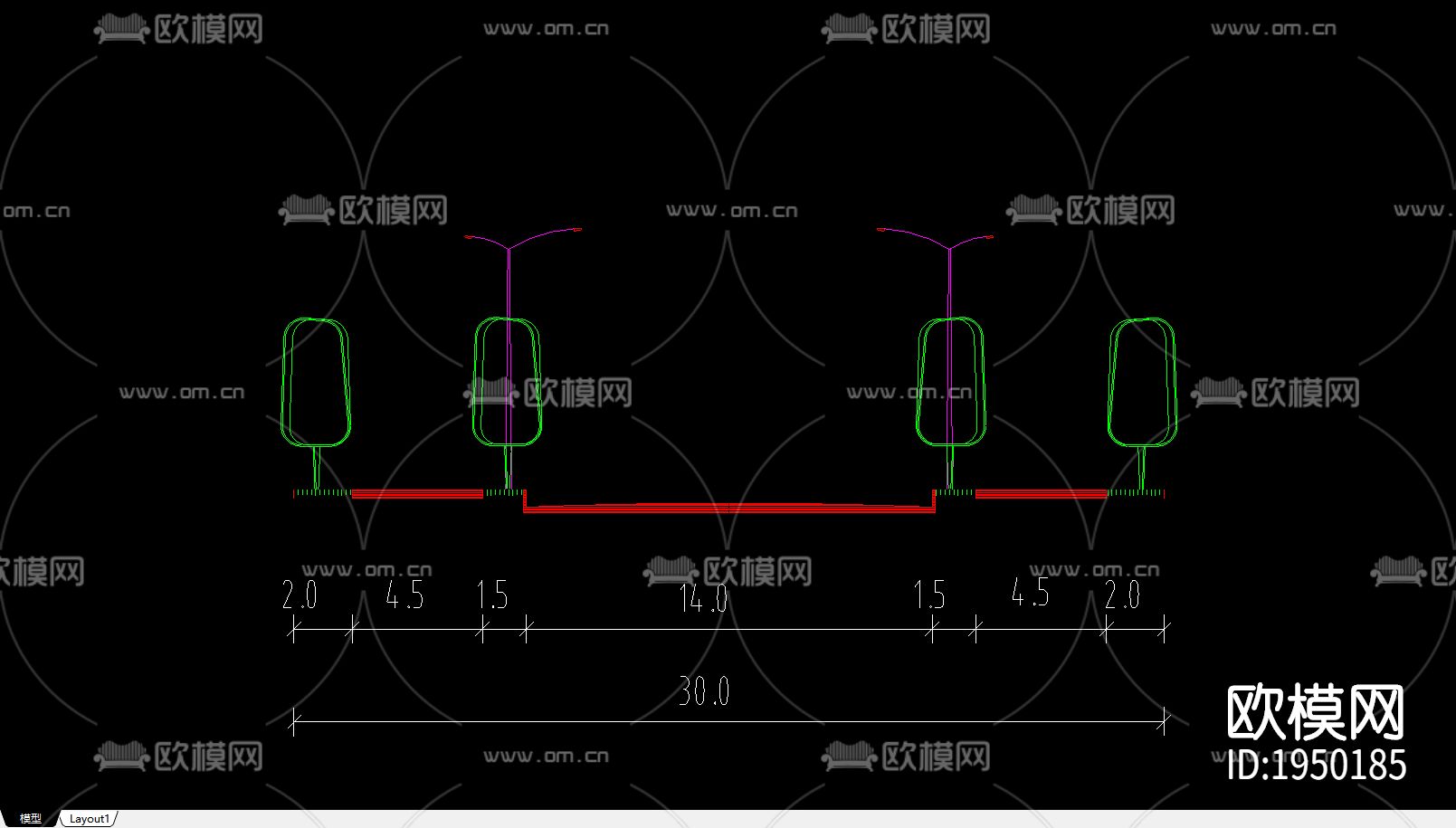 道路断面节点图下载（渲染图1）