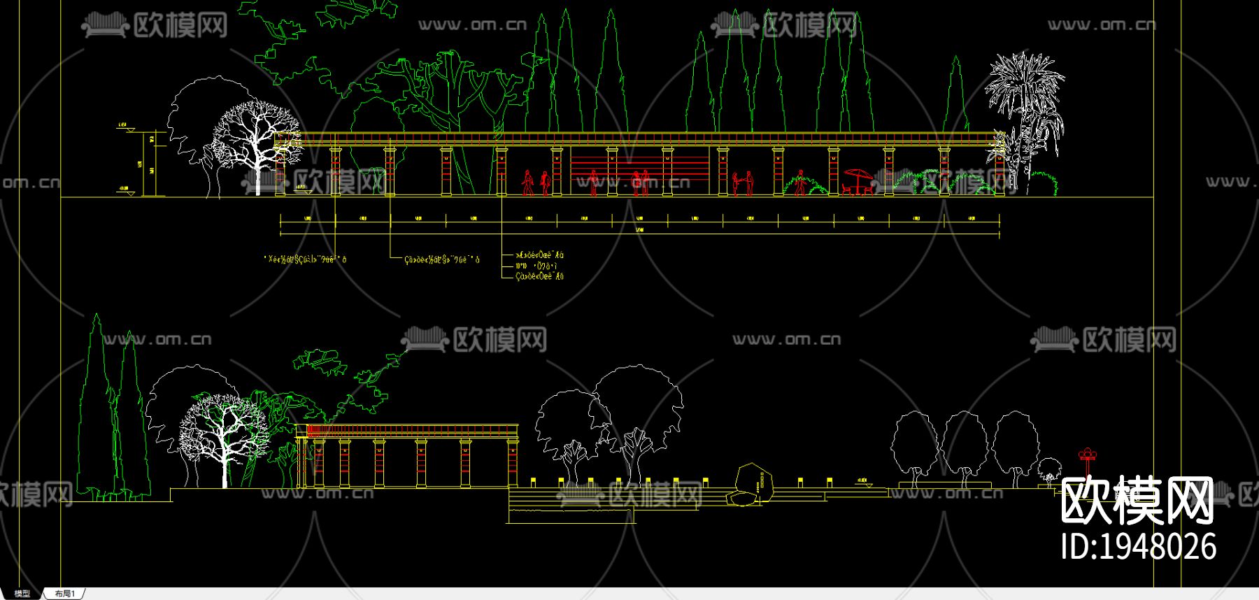 广场景观cad图纸下载（渲染图1）