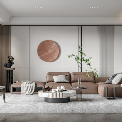 现代转角沙发组合su模型