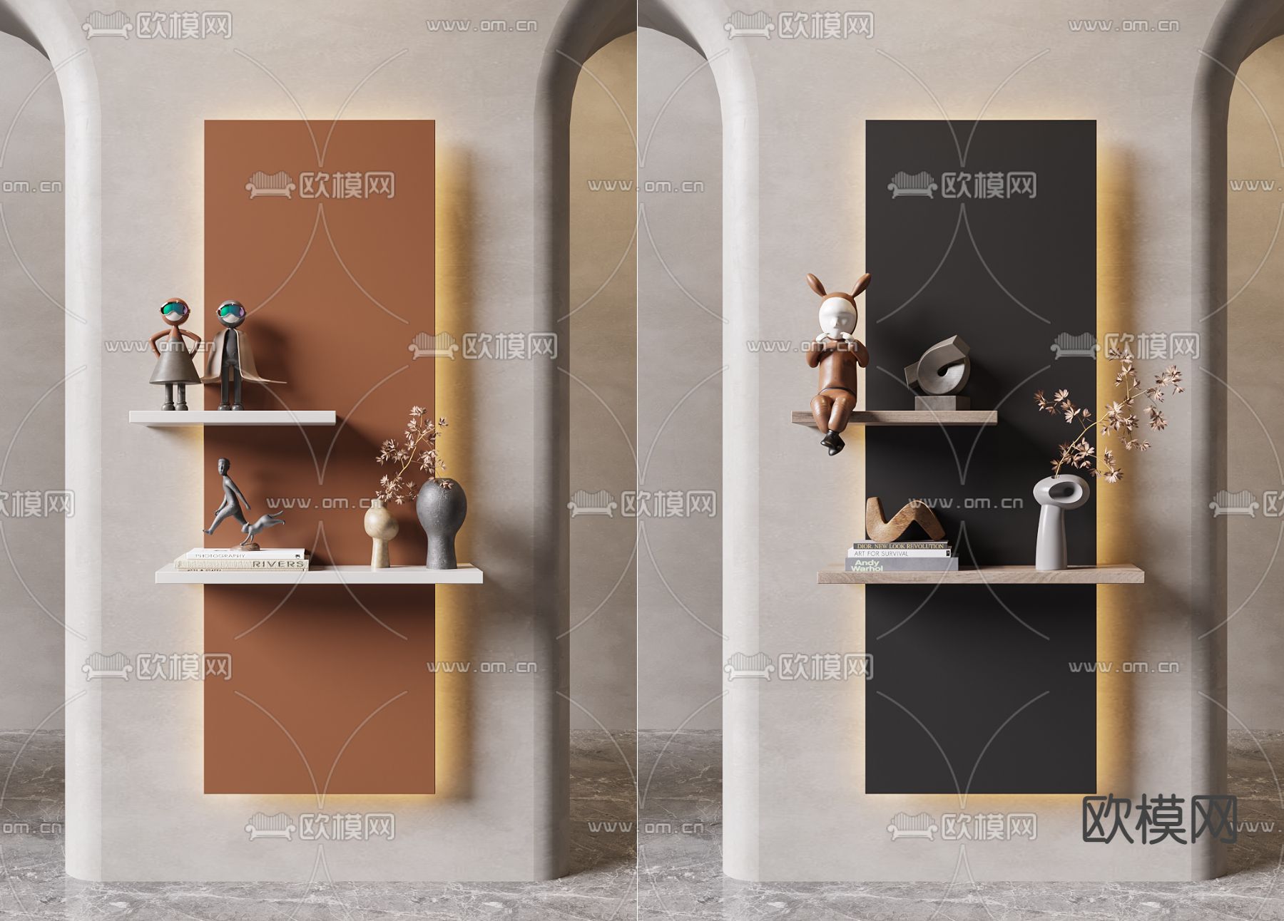 现代装饰架壁柜3d模型