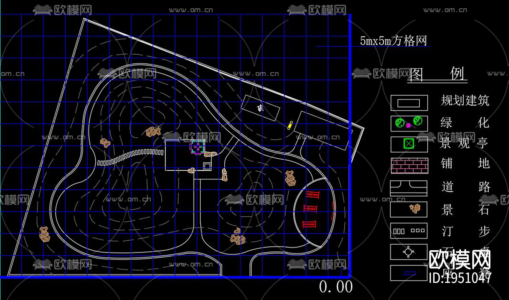 办公环境庭院景观cad施工图下载（渲染图3）
