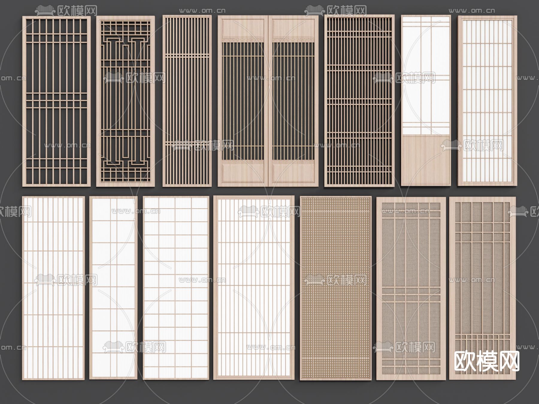 日式实木屏风隔断su模型下载（渲染图1）