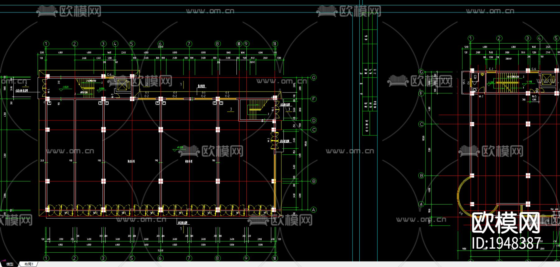 商办楼建筑CAD施工图下载（渲染图4）