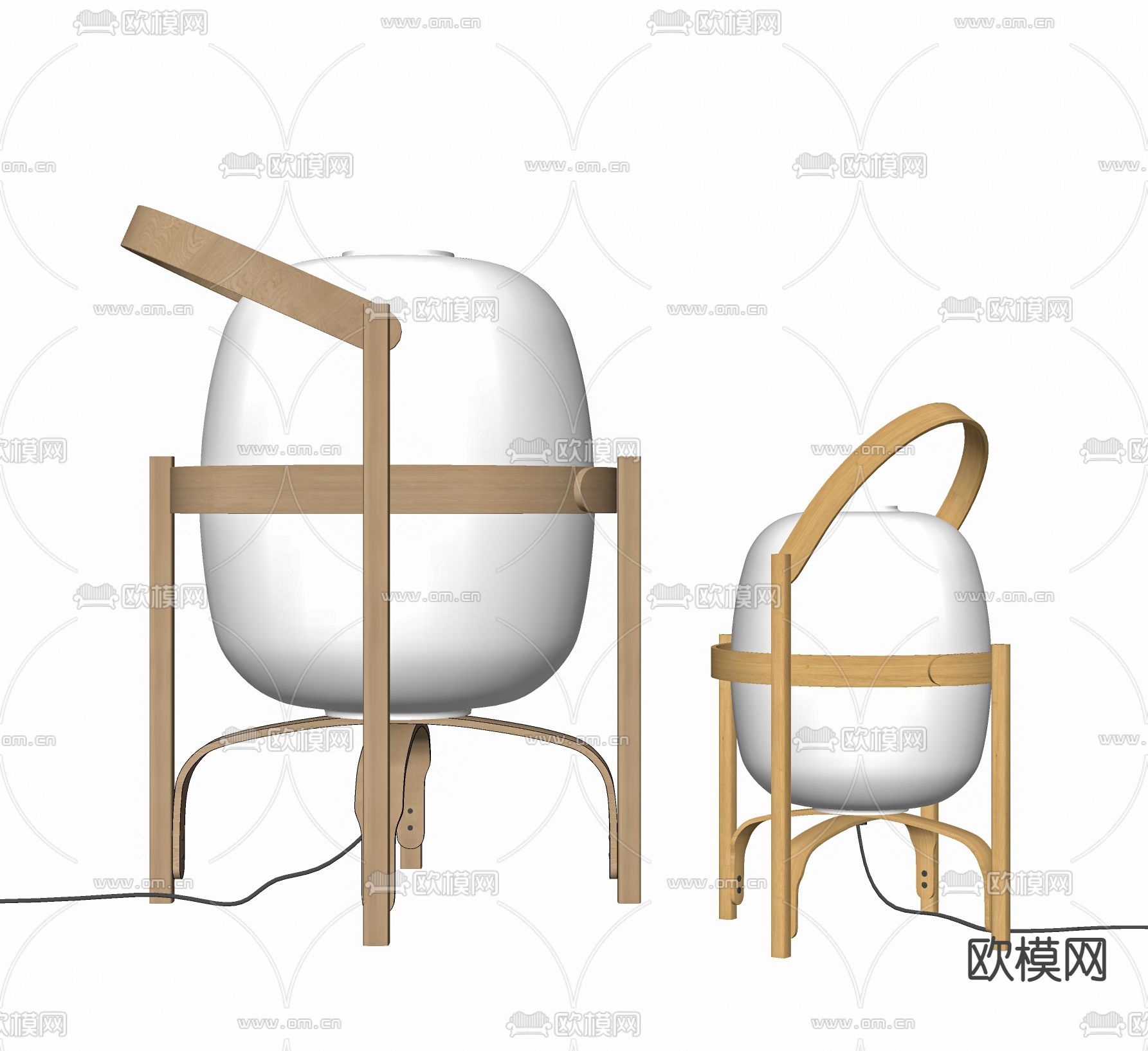 日式台灯su模型下载（渲染图2）