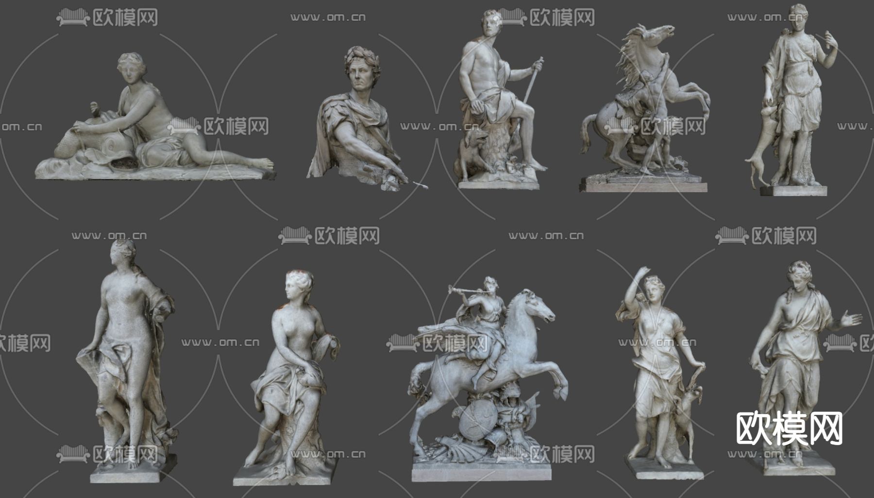 欧式艺术人物雕塑su模型下载（渲染图2）