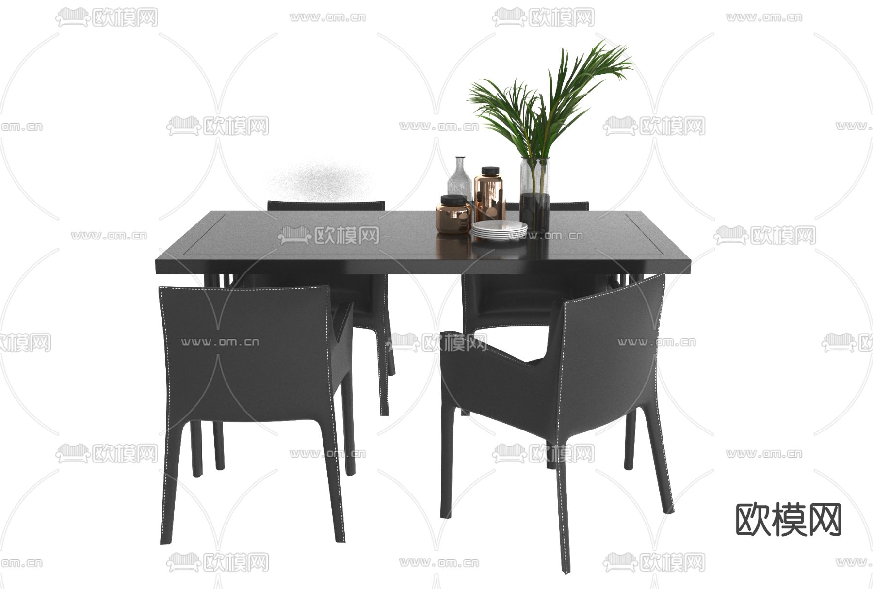 现代简约餐桌椅免费3d模型下载
