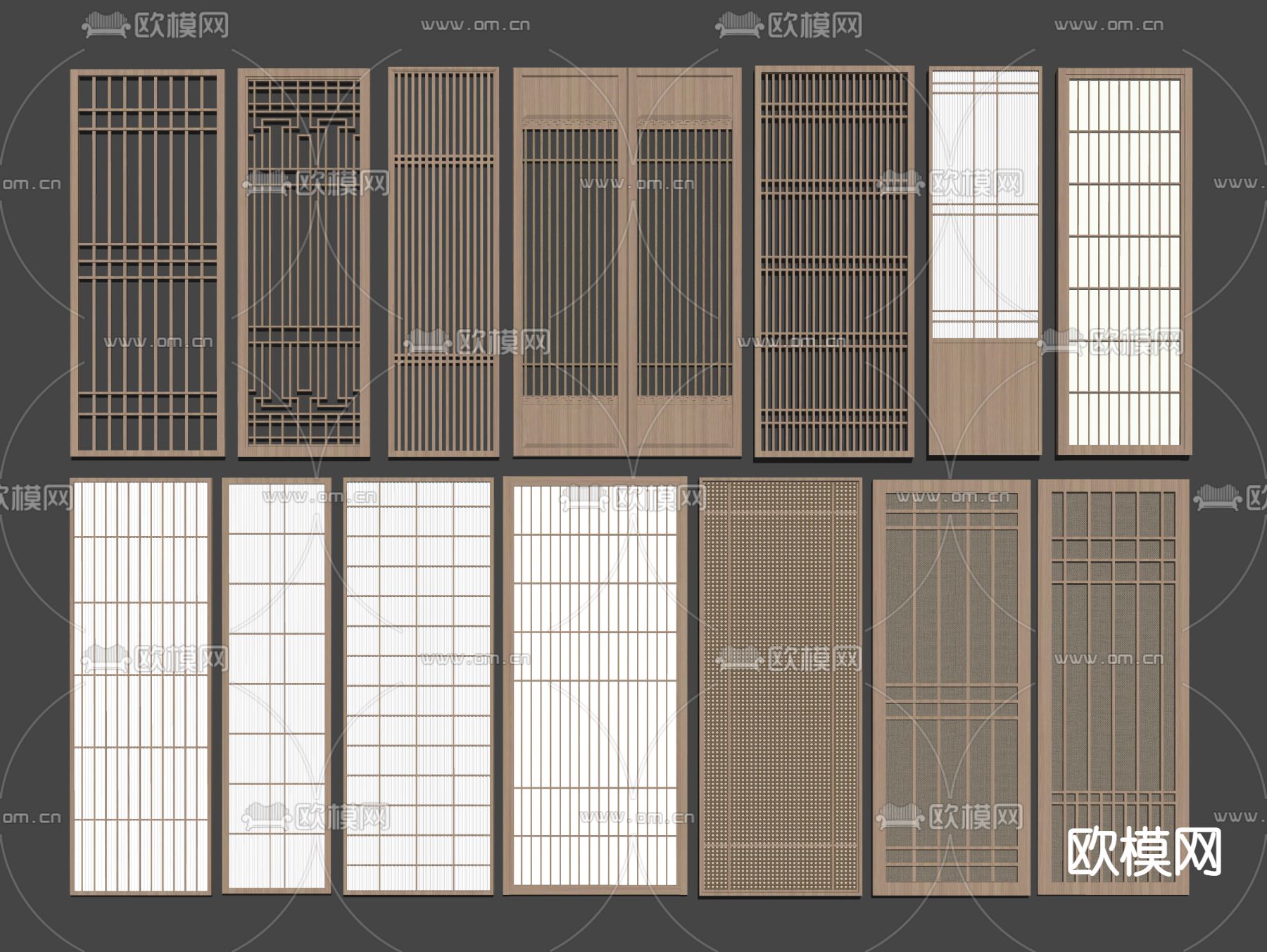 日式实木屏风隔断su模型下载（渲染图2）