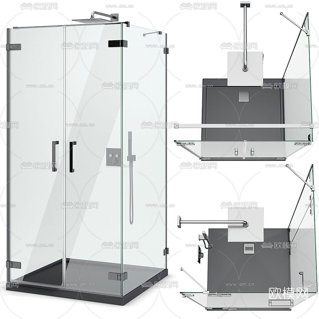 现代玻璃沐浴间3d模型