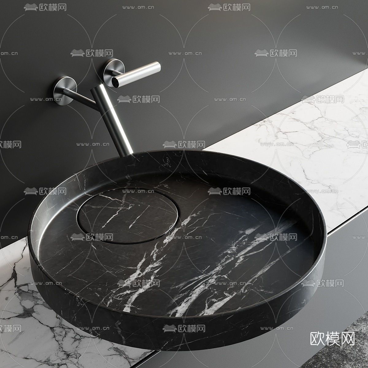 现代挂壁式洗手台3d模型