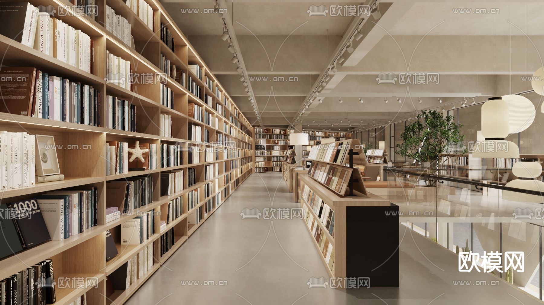 侘寂风图书馆3d模型下载（渲染图3）