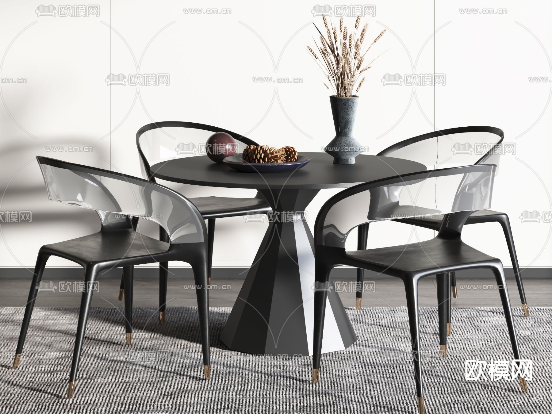 现代圆形休闲桌椅3d模型下载