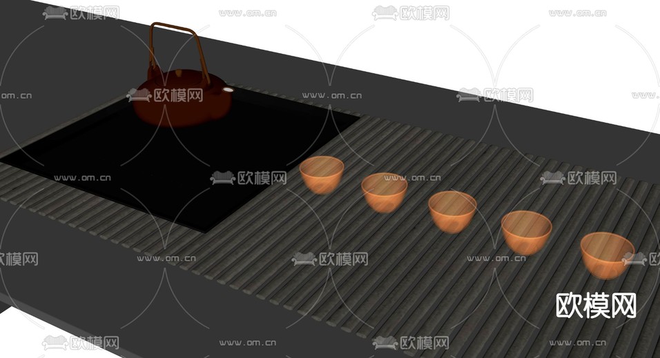 现代茶具su模型下载(渲染图2)