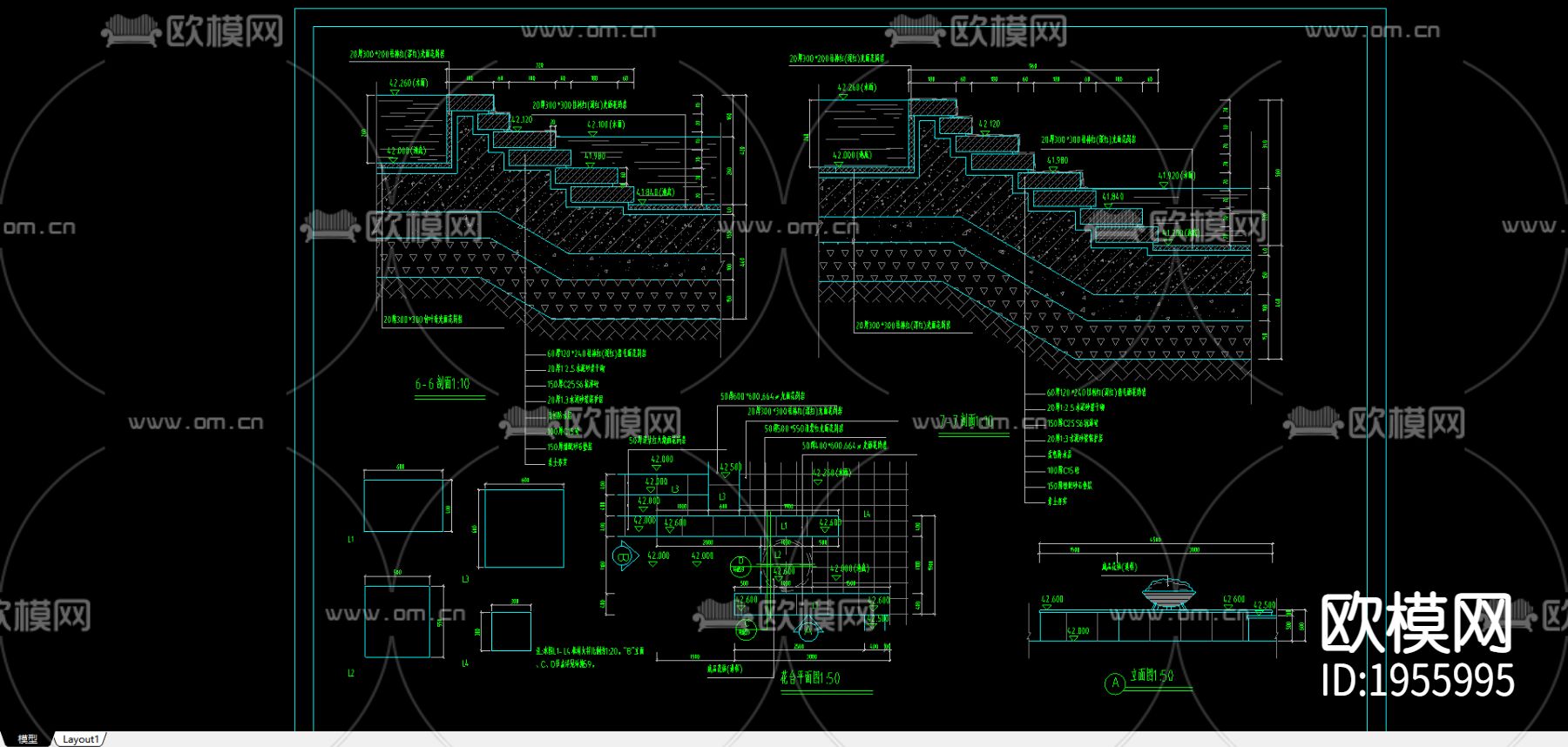 广场cad施工图下载（渲染图1）