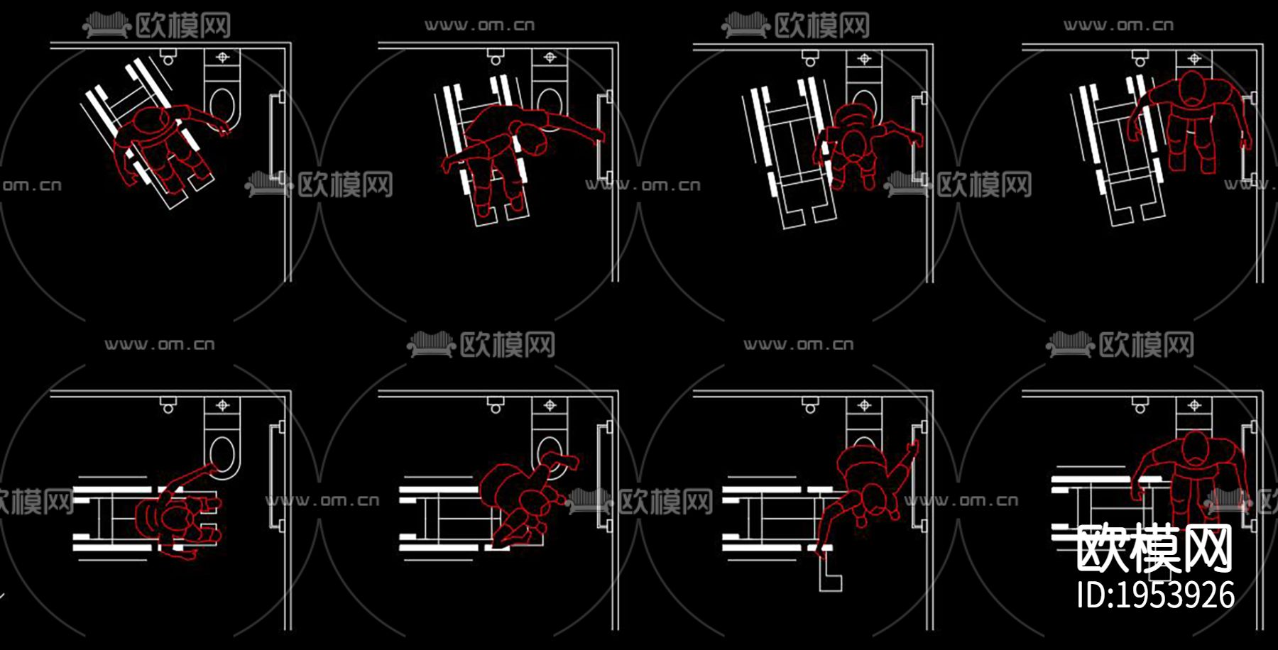 残疾人轮椅CAD施工图下载（渲染图6）