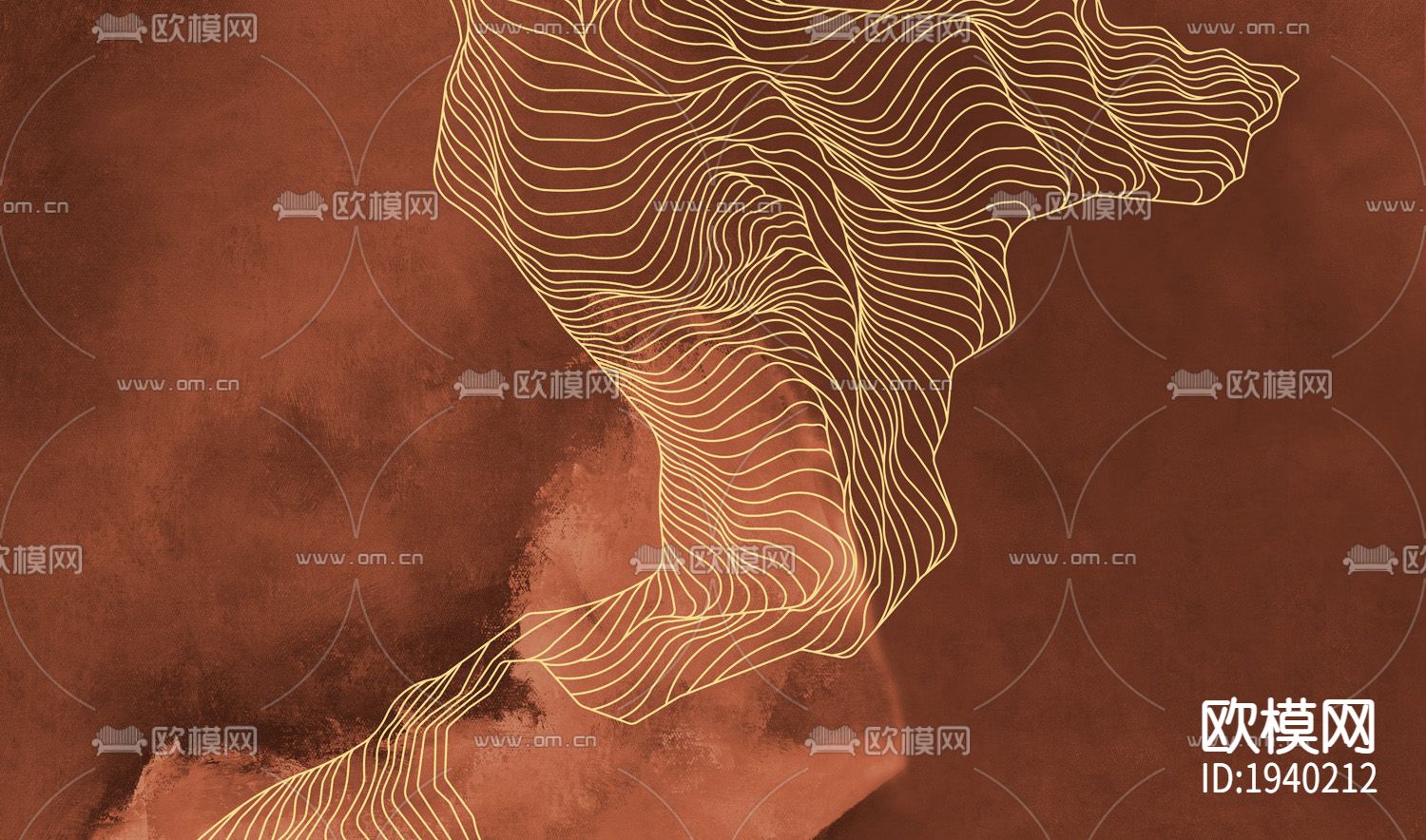 新中式山水抽象壁纸下载（渲染图3）