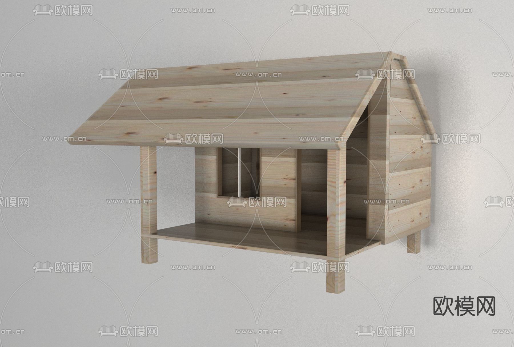 现代实木房屋免费3d模型下载