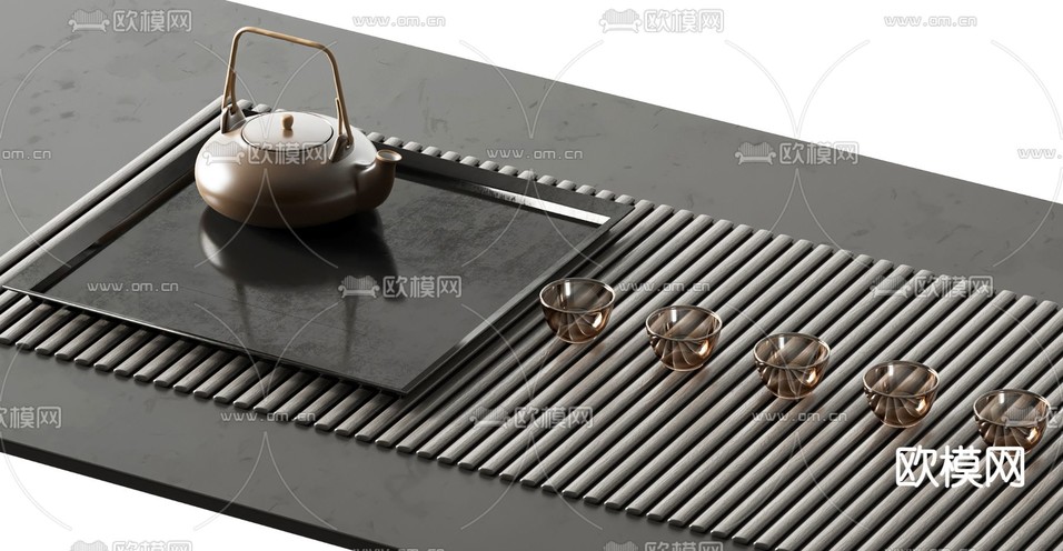 现代茶具su模型下载(渲染图1)