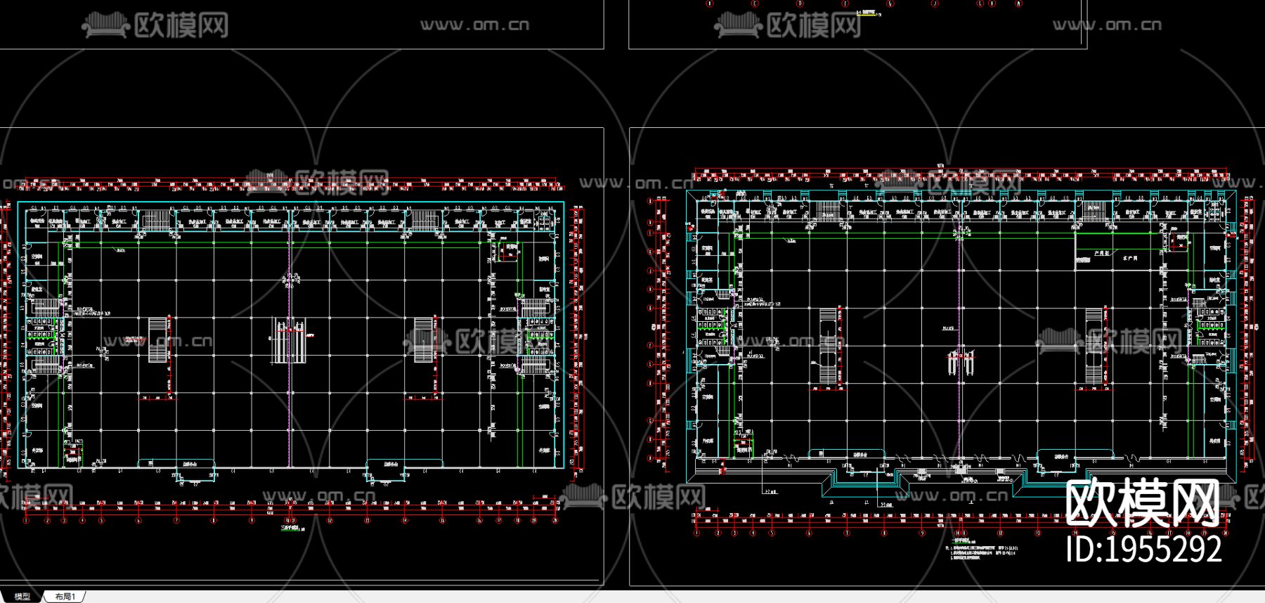 美食城建筑cad施工图下载（渲染图3）