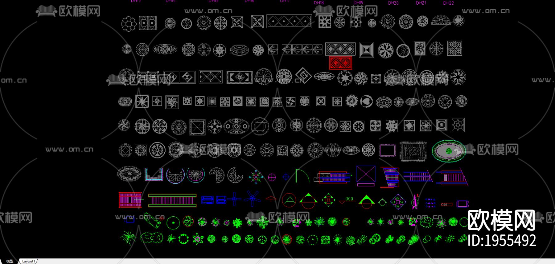 地面雕花cad图库下载（渲染图1）