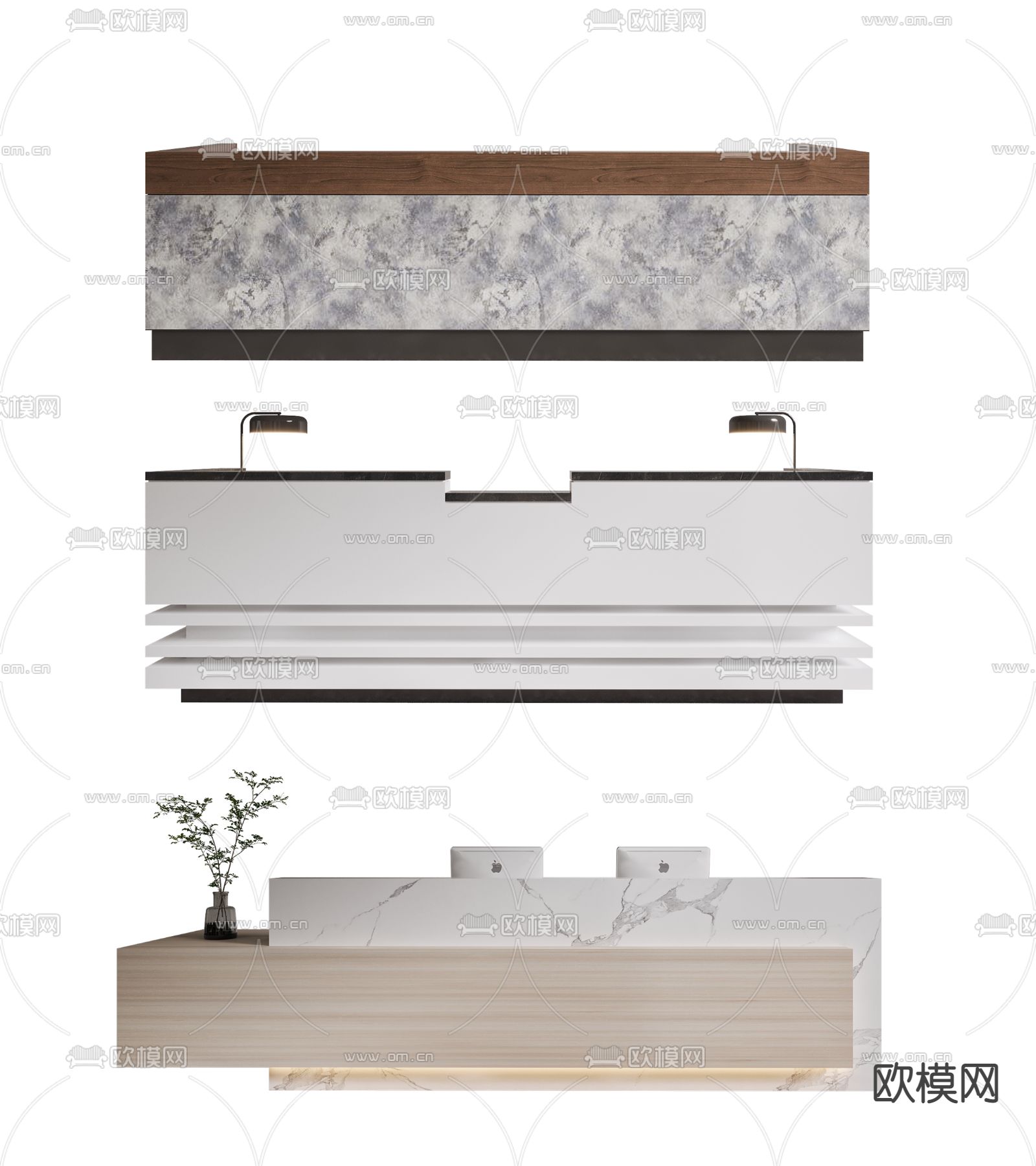 现代大理石前台接待台3d模型