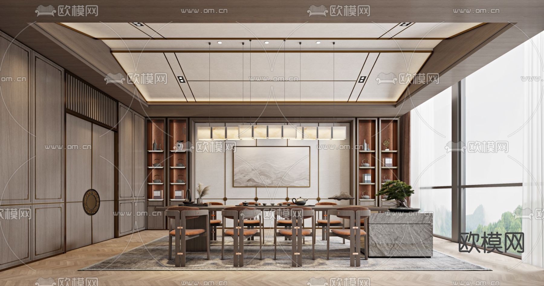 新中式茶室3d模型下载