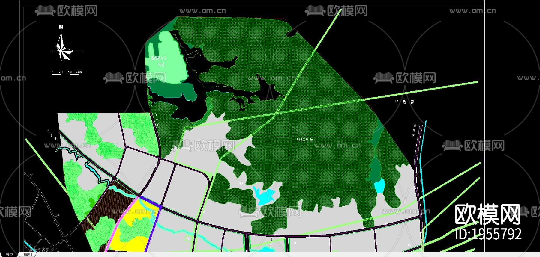 土地利用规划cad图库下载（渲染图2）