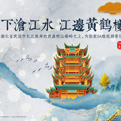  古风城市地标建筑海报 