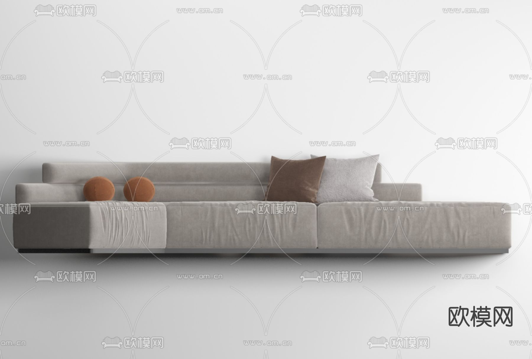 现代布艺多人沙发免费3d模型下载