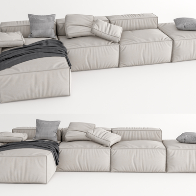 现代布艺多人沙发su模型