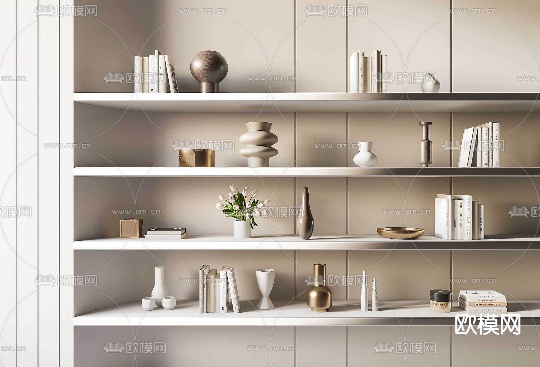 现代书籍花瓶摆件3d模型下载