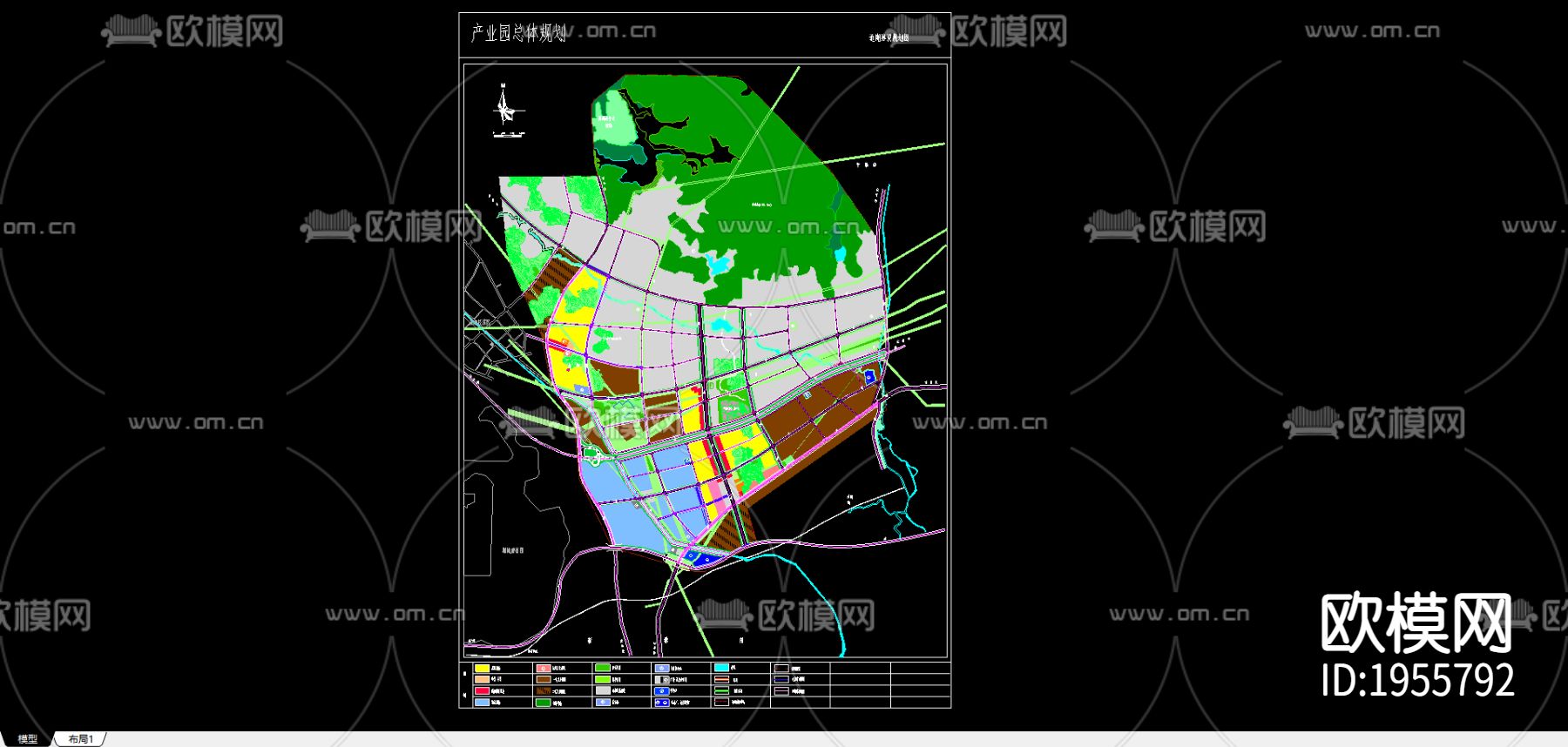 土地利用规划cad图库下载（渲染图1）