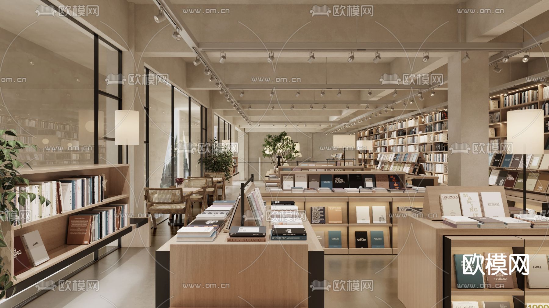 侘寂风图书馆3d模型下载（渲染图2）