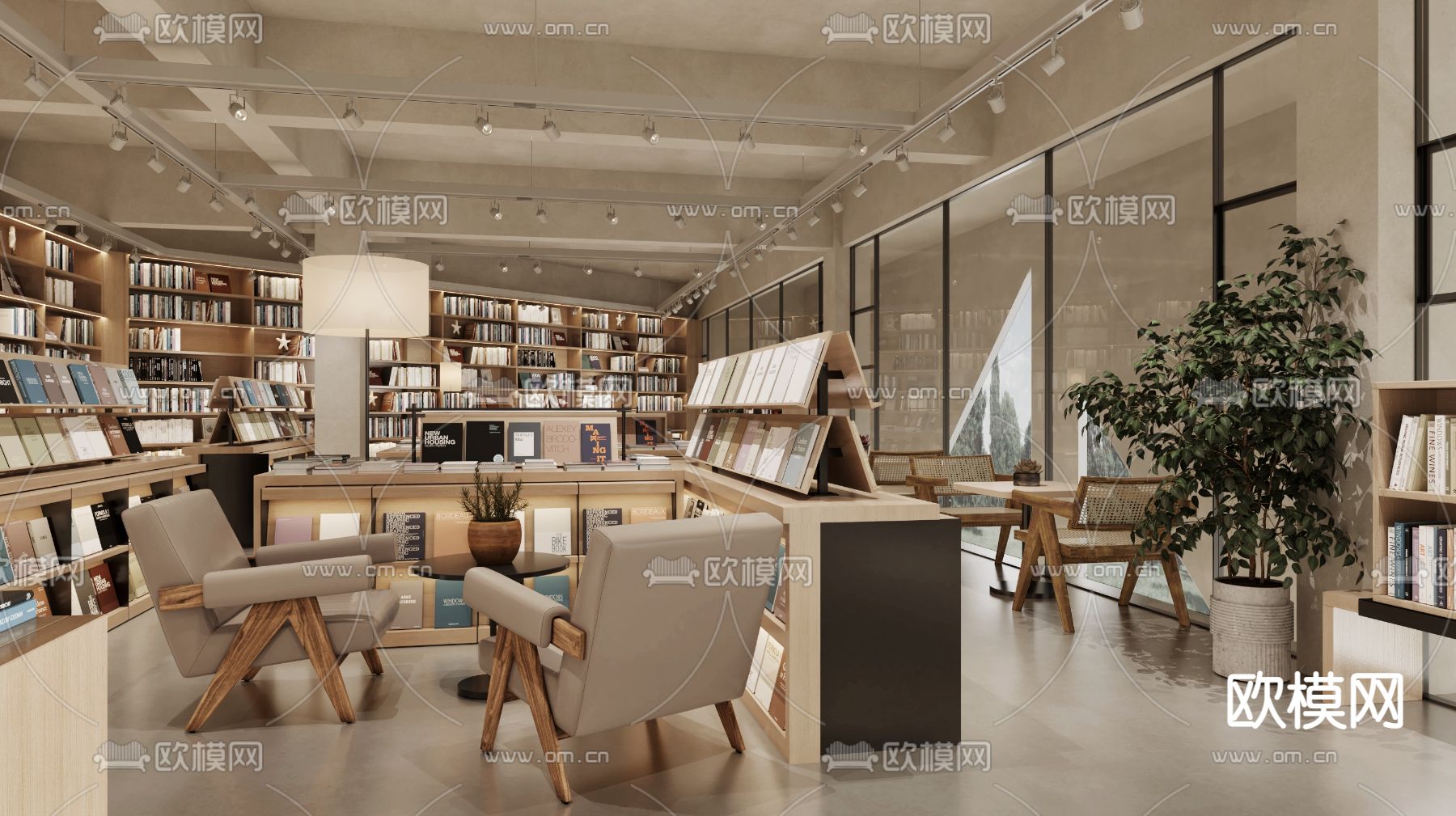侘寂风图书馆3d模型下载（渲染图4）