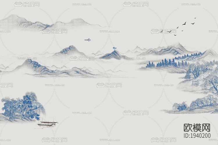 新中式梅花壁纸下载（渲染图7）