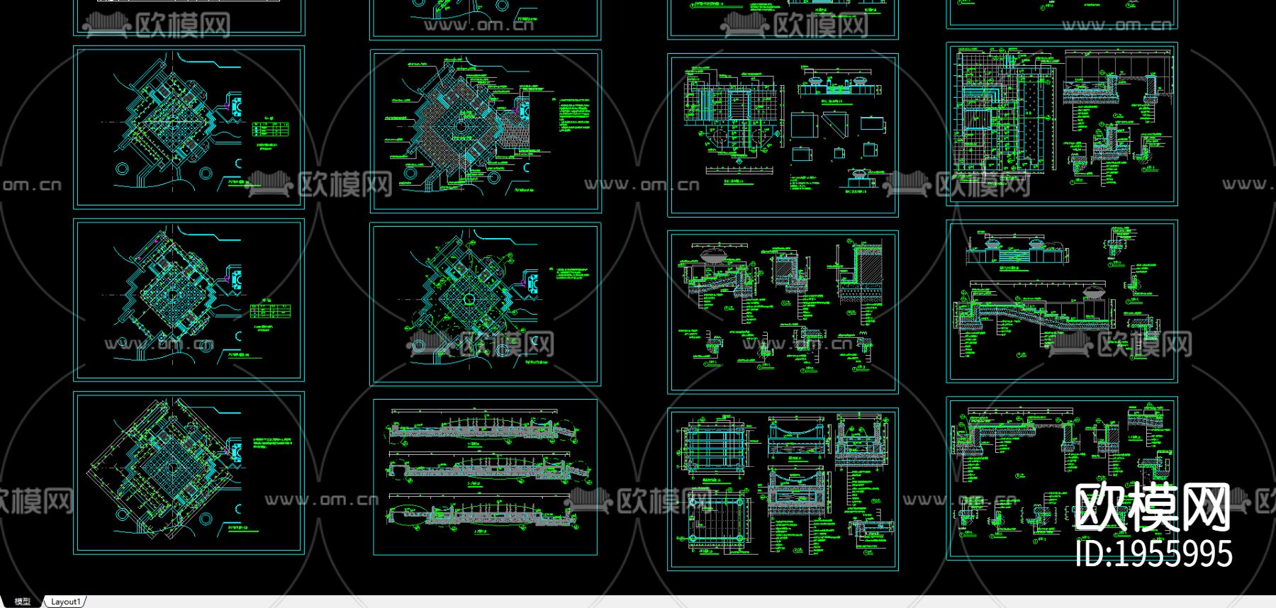 广场cad施工图下载（渲染图4）