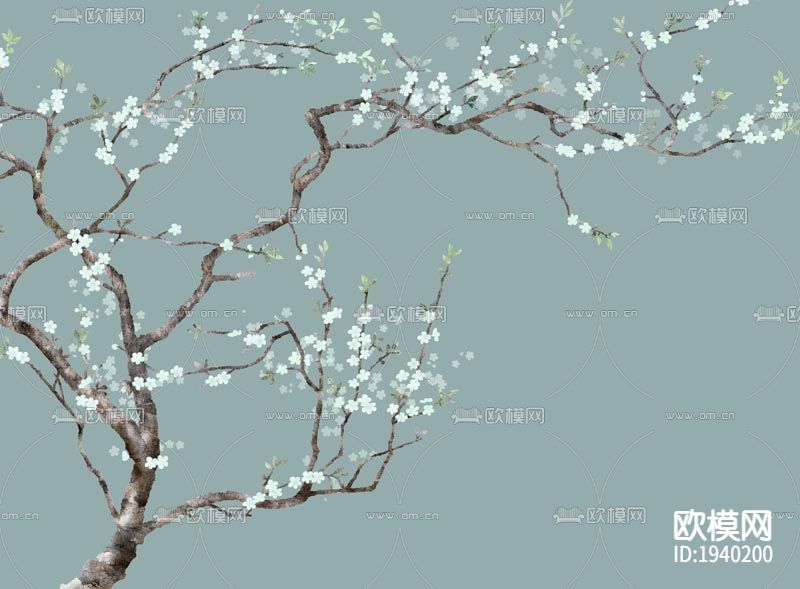 新中式梅花壁纸下载（渲染图1）