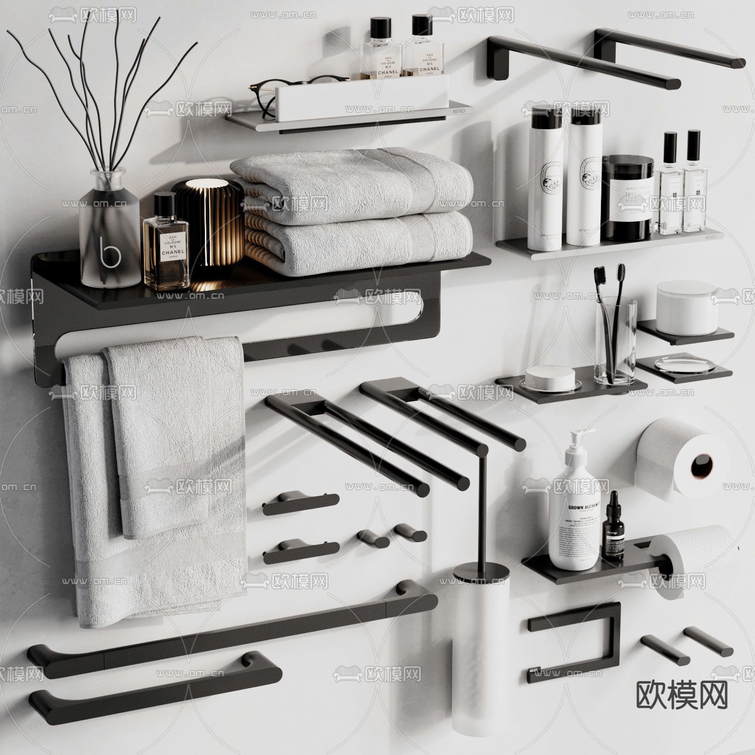 现代卫浴洗涤用品3d模型下载（渲染图1）